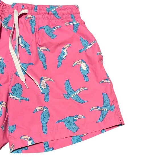 Chubbies Toucan Swim Trunks Pink With Drawstring Waist & Back Pocket - Mens S - Picture 2 of 5